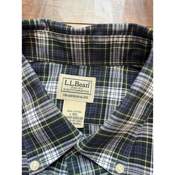 L.L. Bean Mens Traditional Fit Plaid Button Down Long Sleeve Sz L 100% Cotton - Picture 2 of 5